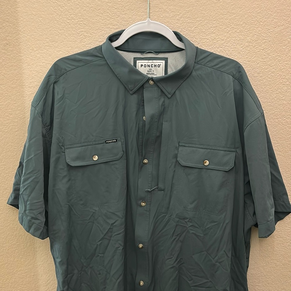 Blue Gray Poncho Button Down